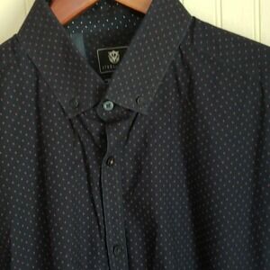 Steel & Jelly Shirt Mens Large Blue Polka Dot Long Sleeve Button Up Casual